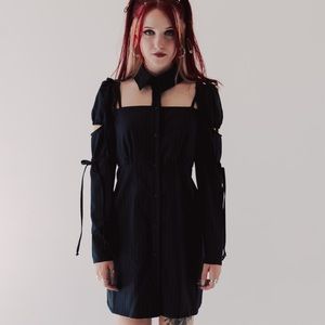 BLACK PINSTRIPE DRESS INDEPENDENT DESIGNER